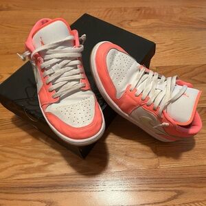 Jordan men’s Coral and White Sneakers